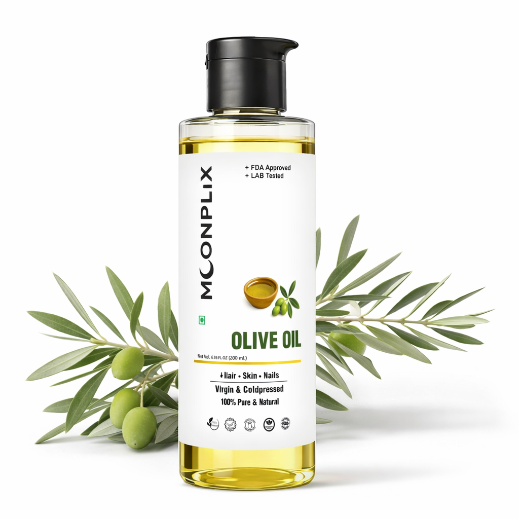 MOONPLIX Cold Pressed Olive Oil - 100% Pure & Hexane Free Hair Oil (200 ml)