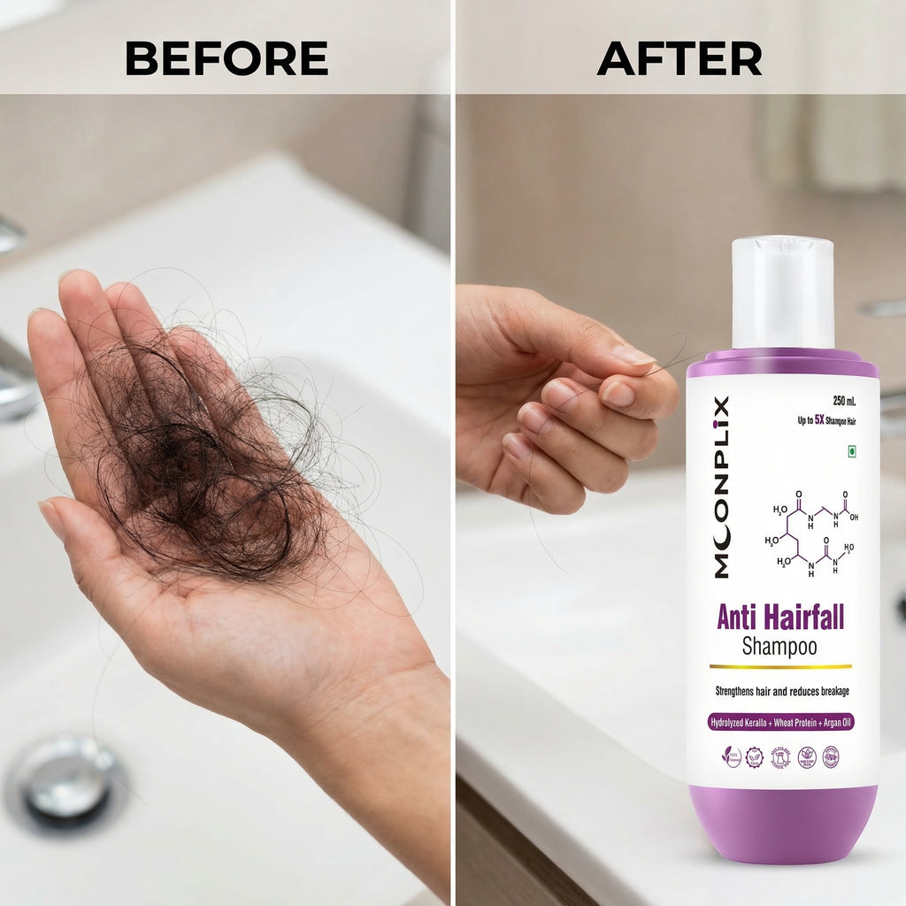 MOONPLIX Anti Hairfall Shampoo with Hydrolyzed Keratin, Wheat Protein & Argan Oil (250ml)