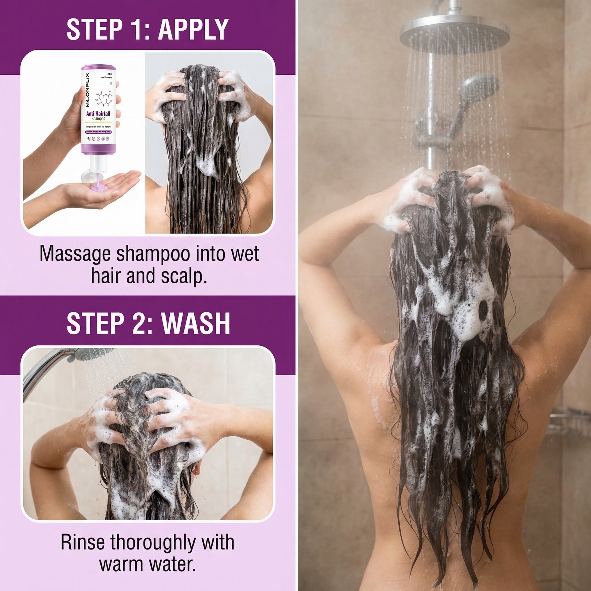 MOONPLIX Anti Hairfall Shampoo with Hydrolyzed Keratin, Wheat Protein & Argan Oil (250ml)