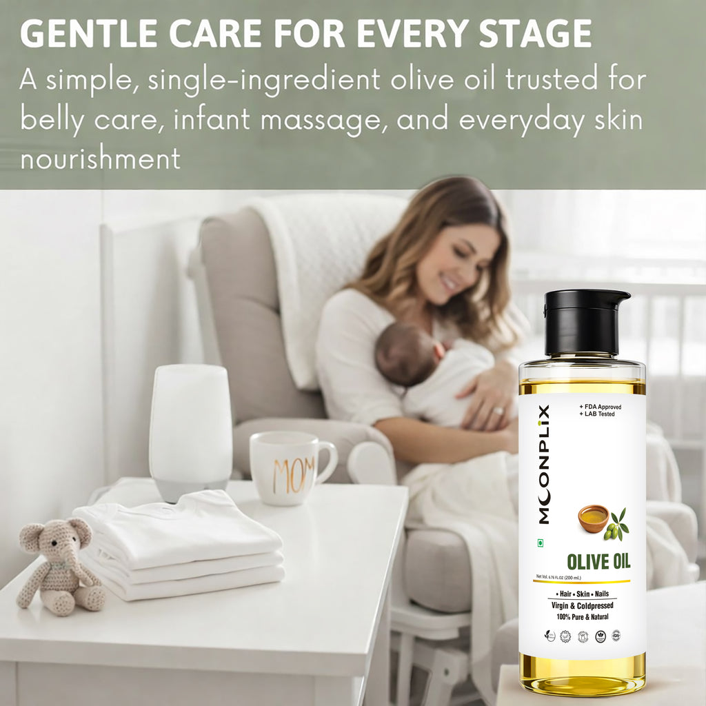 MOONPLIX Cold Pressed Olive Oil - 100% Pure & Hexane Free Hair Oil (200 ml)