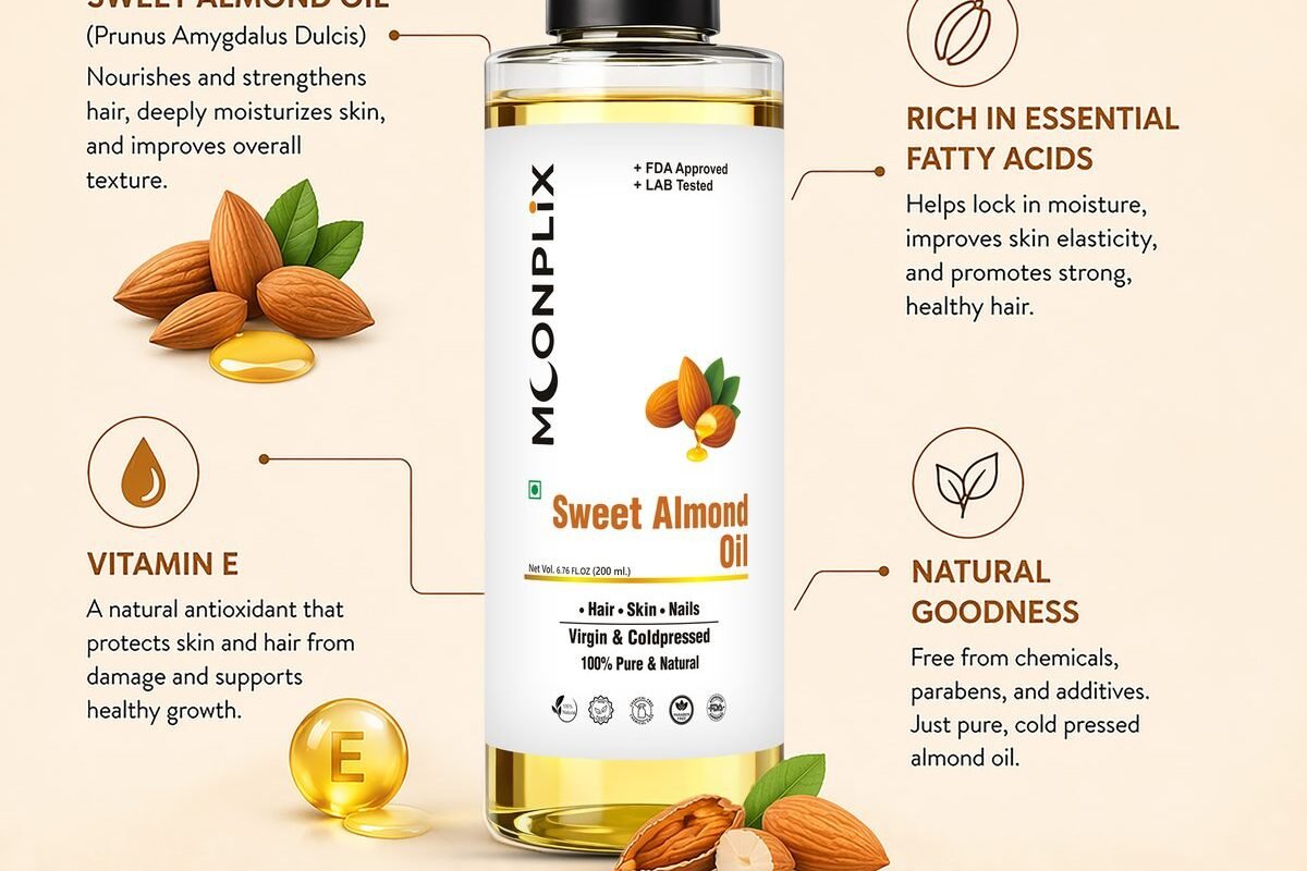 Key ingredients of Moonplix Sweet Almond Oil