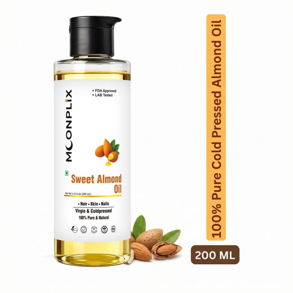 Moonplix 100% cold pressed Sweet Almond Oil 200 ml