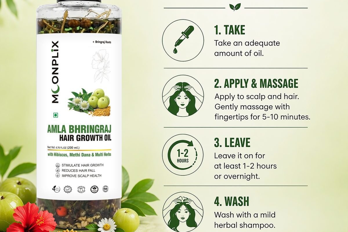 How to use Moonplix Amla Bhringraj Hair Growth Oil